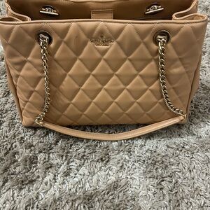 Kate Spade Carey Quilted Leather Tote Bag.  Tiramisu Color